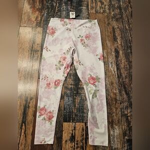 AMPERSAND AVE Pink/White Floral Leggings, Size XL